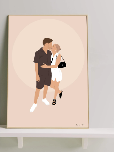 Digital faceless portrait, custom drawing, minimalist illustration, art from photo, special gift, couple or family.