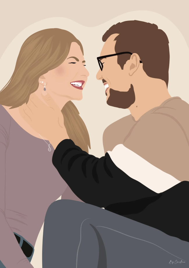 Digital faceless portrait, custom drawing, minimalist illustration, art from photo, special gift, couple or family.