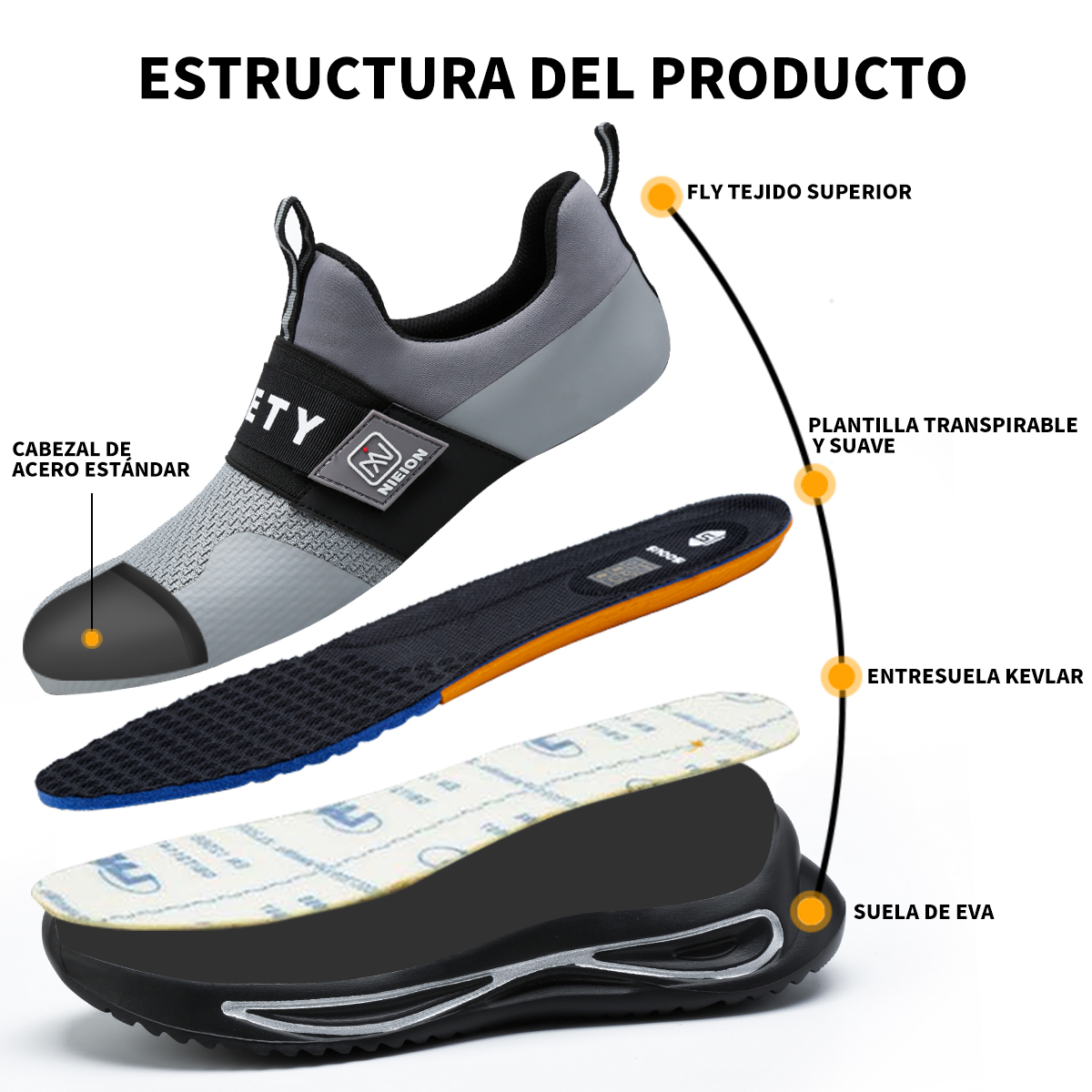 modelo En todo el mundo menor Mex$ 328.00 - Tenis De Seguridad Nieion Industrial Zapatos Trabajo Hombre -  www.nieion.com