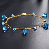 RENESSA Blue Topaz Bracelet Female Tiancai Baohuang 18K Gold Genuine Gemstones Ran Customized Gift For Girlfriend