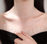 Platinum Diamond Cherry Blossom Necklace Female Simple Small Fresh Design Sense Student clavicle Chain 2021 New Tide