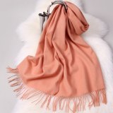 Winter 100% Pure Wool Scarf Neck Warmer Women Echarpe Wrap with Tassel Pashmina Foulard Femme Merino Cashmere Scarves for Ladies