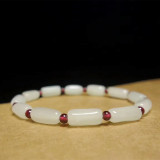 Natural hetian white jade seed stone bracelet female style corner seed material jade hand string jewelry hand jewelry