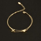 Charm Star Moon Cross Heart 2 Layers Bracelets Chain For Women Rose Gold Color Fashion Jewelry Sl290 SSI