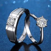 Diamond and diamond ring 1 carat platinum engagement and wedding ring for couples