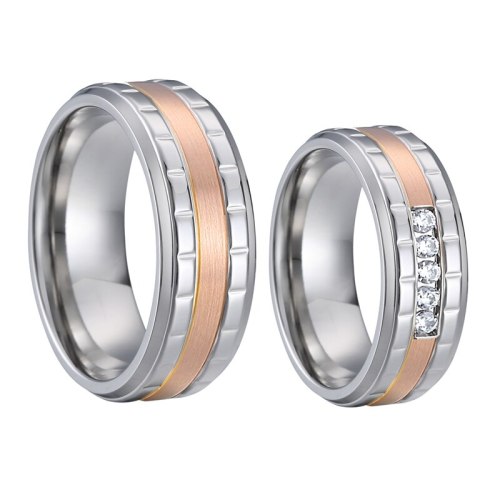 2021 Latest  love alliance Designer 2 gram 14K rose gold titanium jewelry wedding band couple rings set for men and women