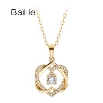 BAIHE Solid 18K White/Yellow/Rose Gold 0.34ct Natural Diamonds Necklace Women Heart pendant Necklace Fine Jewelry 2020 новинка