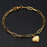 Kpop Heart Charm Bracelet Wholesale Braclet Gold Silver Color Stainless Steel Chain Bracelets for Women Jewelry female 2020