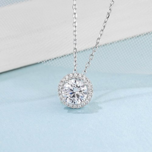 Real 1 Carat D Color Moissanite Bridal Pendant Necklace 100% 925 Sterling Silver Sparkling Engagement Party Fine Jewelry