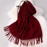 Winter 100% Pure Wool Scarf Neck Warmer Women Echarpe Wrap with Tassel Pashmina Foulard Femme Merino Cashmere Scarves for Ladies