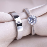 Diamond ring couples ring wedding ceremony a carat six claw simple live ring