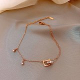 Steel Letter D Anklets For Women Fashion Crystal Anklet Bracelet On Leg Summer Beach Anklet Set Female Foot Jewelry