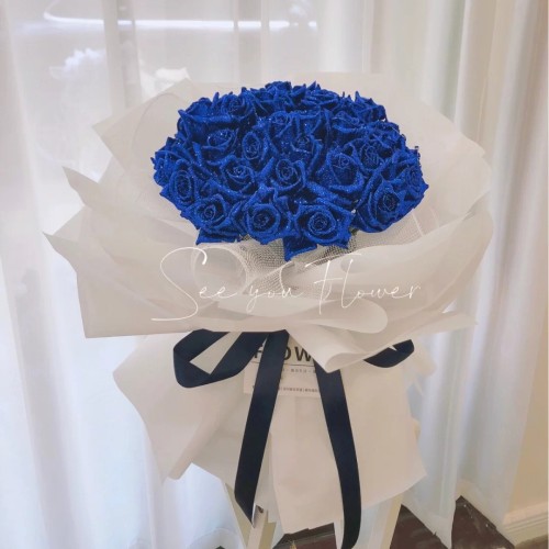 Blue Demon Rose Dried Bouquet Gift Box for eternal life for girlfriend, bestie, birthday, Valentine's Day, Christmas gift