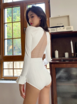 new holiday long sleeve one-piece conservative thin belly covering women's clothes sexy high waist sportswear