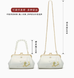 Ailian Says New Chinese Style Chinese Style Qipao Hanfu Handheld One Shoulder Cross Shoulder Embroidered Cowhide Small Bag Girl