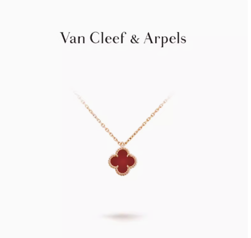 Van Cleef&Arpels Four Leaf Lucky Alhambra Series Red Chalcedony Necklace