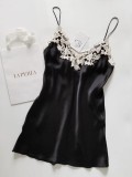 LA PERLA Italian classic MAISON sexy black embroidered silk suspender nightgown