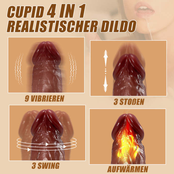 Wald 9 Vibrieren 3 Stoßen 3 Rotieren Realistischer Dildo Vibrator 22.5 cm Heizung