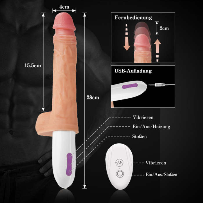 4 IN 1 Dildo 8 Stoßen Wärme Rotieren Vibrieren