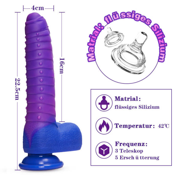 22.5 cm Realistischer Heiß Dildo 3 Stoßen 5 Vibrieren