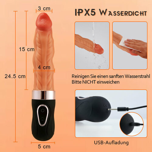 Riley 7 Peristaltik 9 Vibrations Heizung Realistischer Dildo 24,5 CM