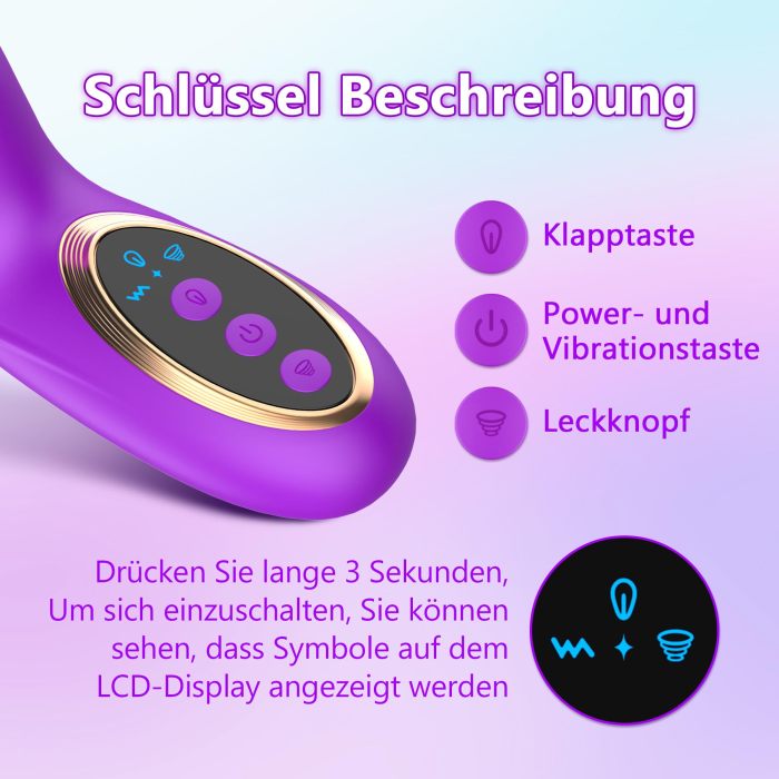 G Punkt Vibration für Frauen Klitoris, 3 in 1 Dildo Vibrator mit 10 Vibrations, 10 Klitorissauger & 10 Flattermodi, Clitoris Vibrator