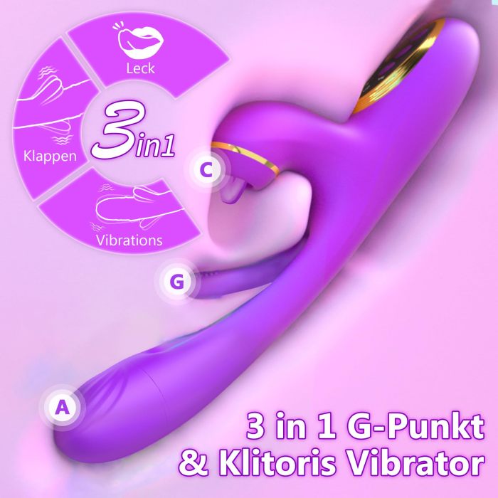 G Punkt Vibration für Frauen Klitoris, 3 in 1 Dildo Vibrator mit 10 Vibrations, 10 Klitorissauger & 10 Flattermodi, Clitoris Vibrator