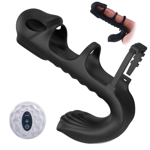 Dual-Motor-7-Vibrations-Penis-Hülse und Vibrator 2-in-1 Erwachsenenspielzeug