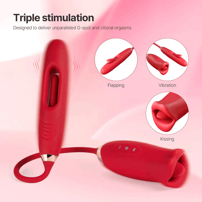 Eveandlove™ G Spot Flapping Vibrator with Kissing Function & Vibrating Tongue
