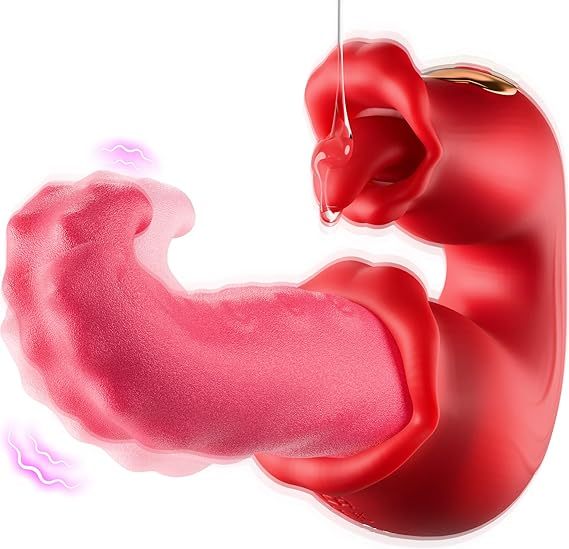 Eveandlove™ Rose Sex Toy: 10 Licking & Vibration Modes, G-spot Clit Stimulator& Thrusting Dildo