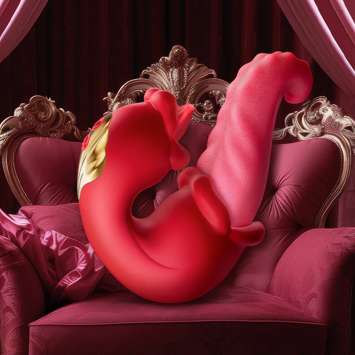 Eveandlove™ Twin Rose Thrusting G Spot Vibrator - Tongue Teasing & Vibrating