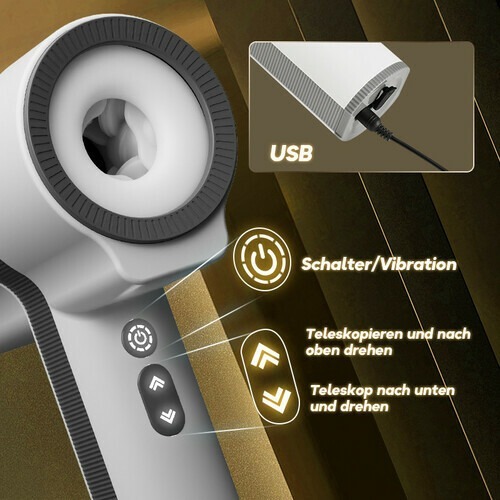 Blowjoblove™ Doppelkopf 7 Vibration 5 Teleskoprotation Hand-Blowjob-Masturbator