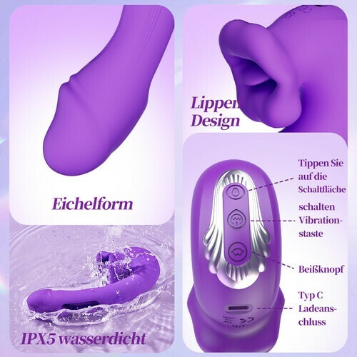 Blowjoblove™ Verbesserter mundförmiger 3-in-1-G-Punkt-Vibrator zum Flattern, Beißen und Zungenlecken