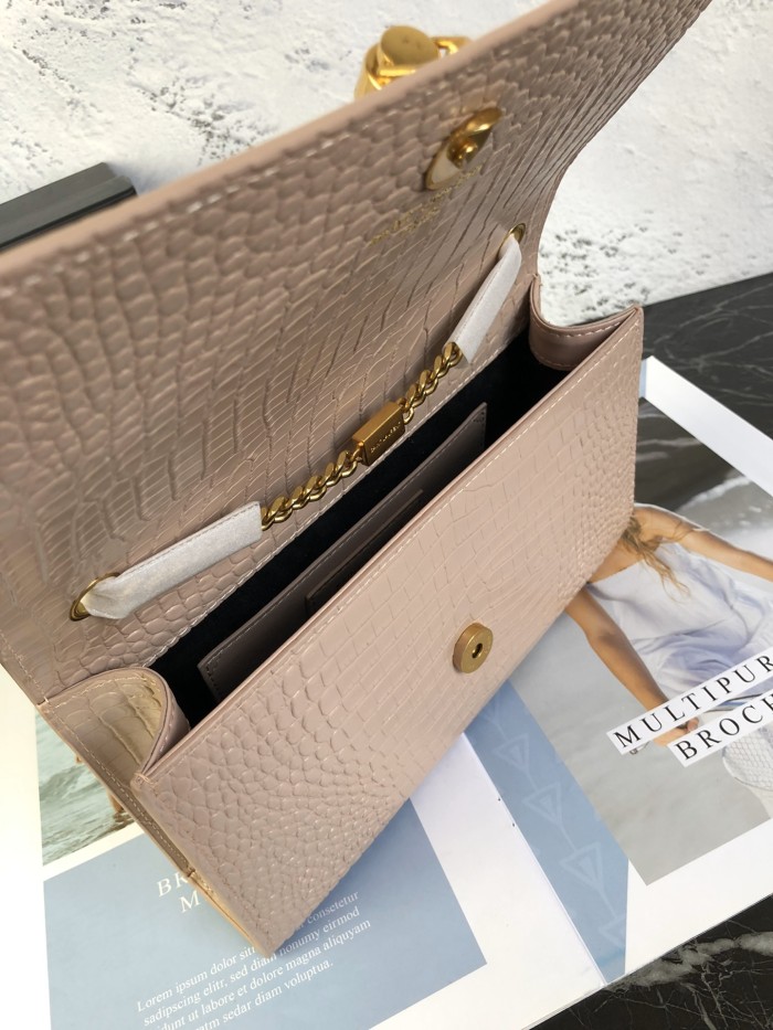 YSL KATE MEDIUM CHAIN BAG WITH TASSEL IN EMBOSSED CROCODILE SHINY LEATHER