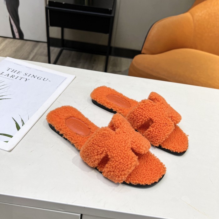 Hermes shoes plush sandal flats 15 color H004 01