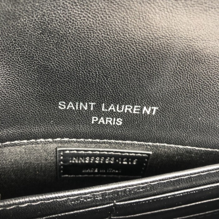 YSL CASSANDRE SAINT LAURENT MATELASSÉ ENVELOPE CHAIN WALLET IN SMOOTH LEATHER
