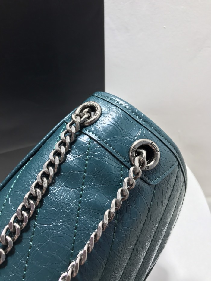 YSL NIKI MEDIUM CHAIN BAG IN VINTAGE CRINKLED LEATHER
