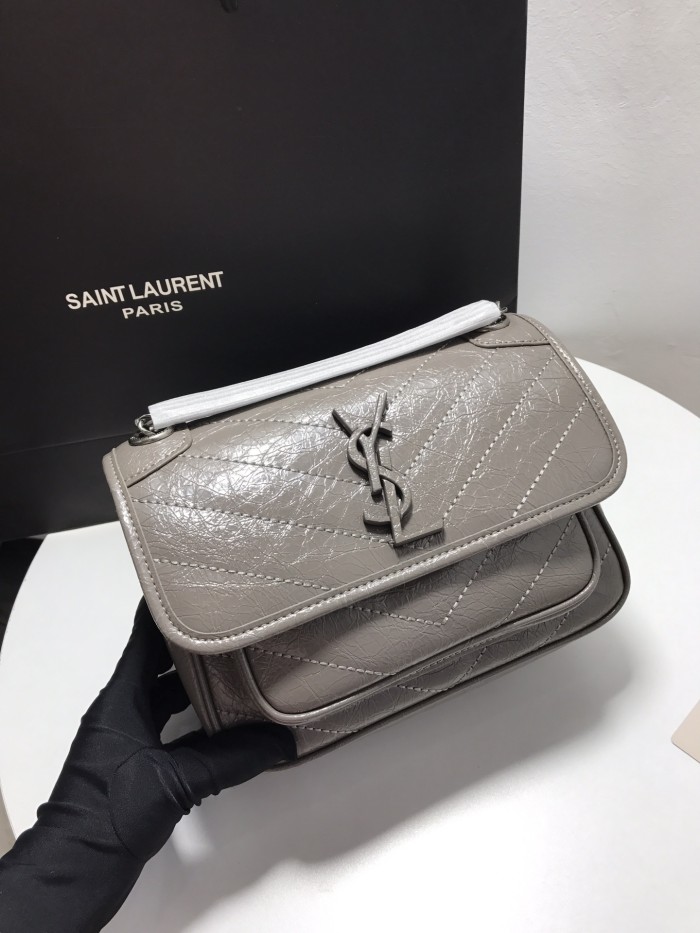YSL NIKI BABY CHAIN BAG IN CRINKLED VINTAGE LEATHER