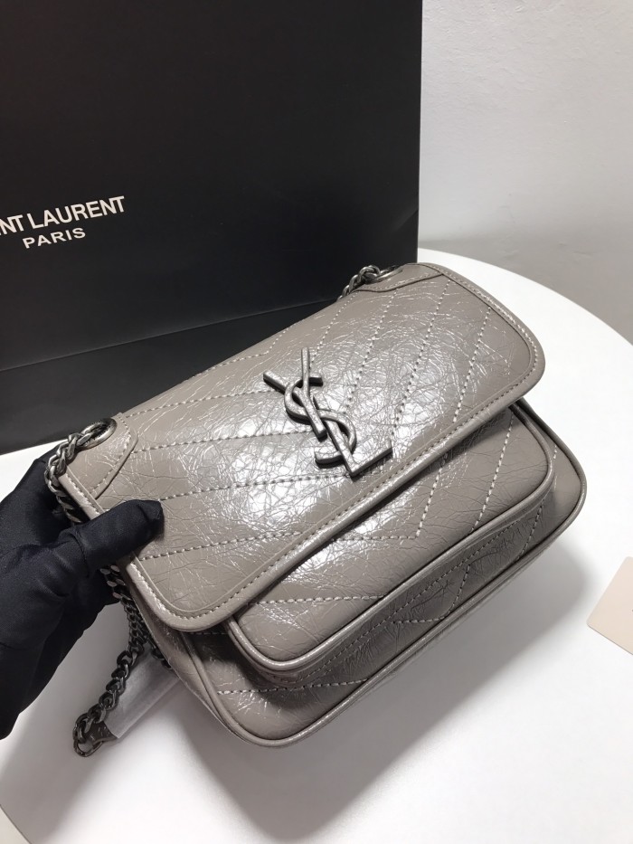 YSL NIKI BABY CHAIN BAG IN CRINKLED VINTAGE LEATHER