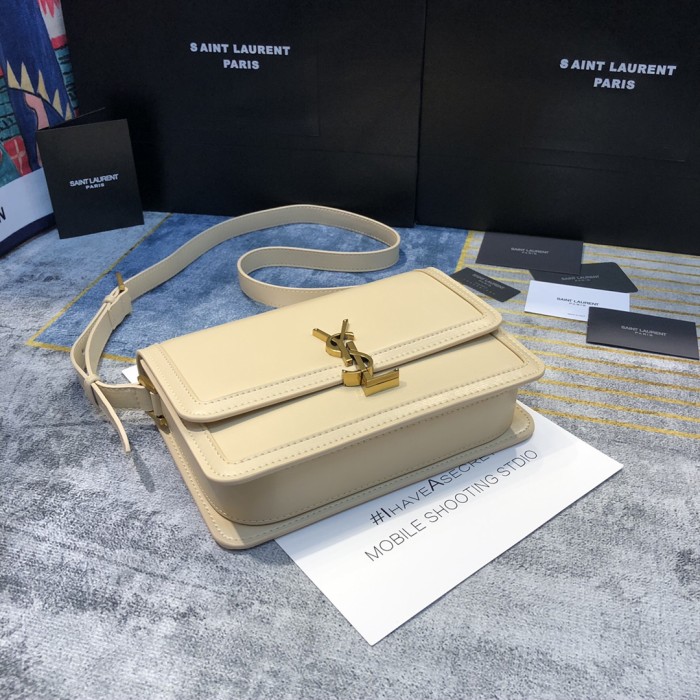 YSL SOLFERINO MEDIUM SATCHEL IN BOX SAINT LAURENT LEATHER