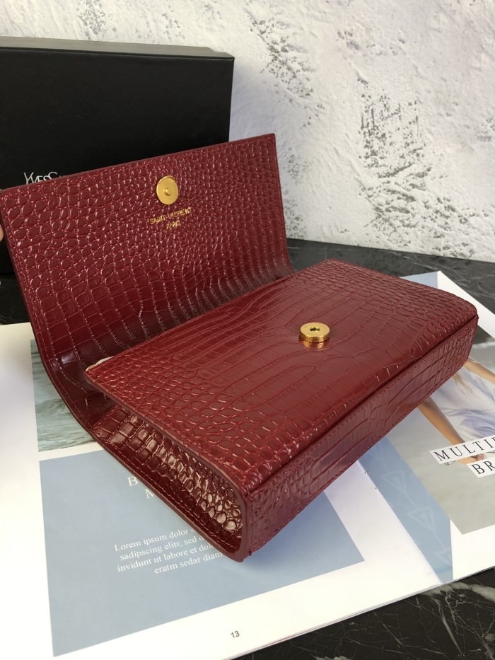 YSL KATE MEDIUM CHAIN BAG WITH TASSEL IN EMBOSSED CROCODILE SHINY LEATHER