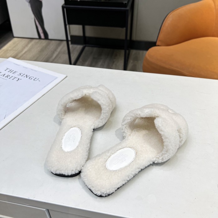 Hermes shoes plush sandal flats 15 color H004 01