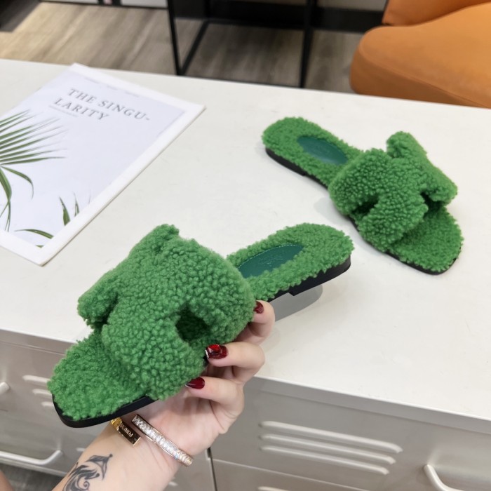 Hermes shoes plush sandal flats 15 color H004 01