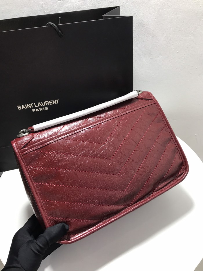 YSL NIKI MEDIUM CHAIN BAG IN VINTAGE CRINKLED LEATHER