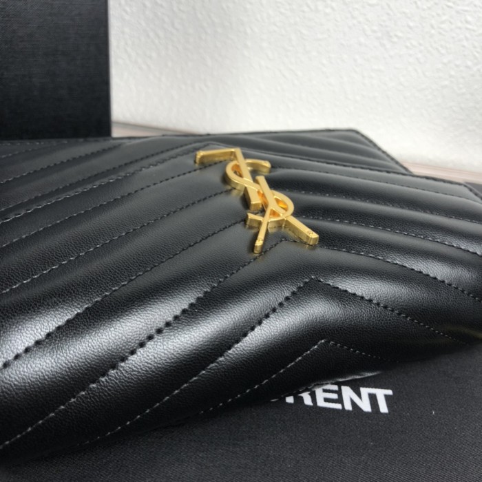 YSL CASSANDRE SAINT LAURENT MATELASSÉ ENVELOPE CHAIN WALLET IN SMOOTH LEATHER