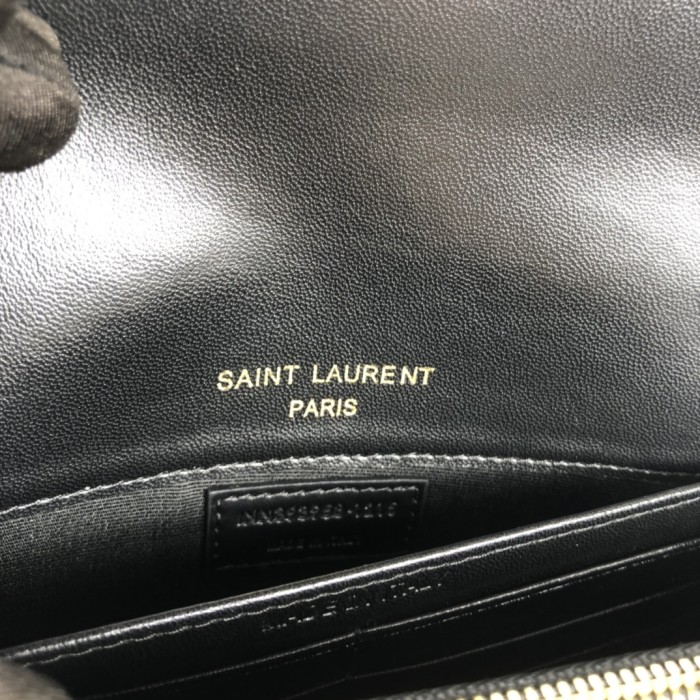 YSL CASSANDRE SAINT LAURENT MATELASSÉ ENVELOPE CHAIN WALLET IN SMOOTH LEATHER