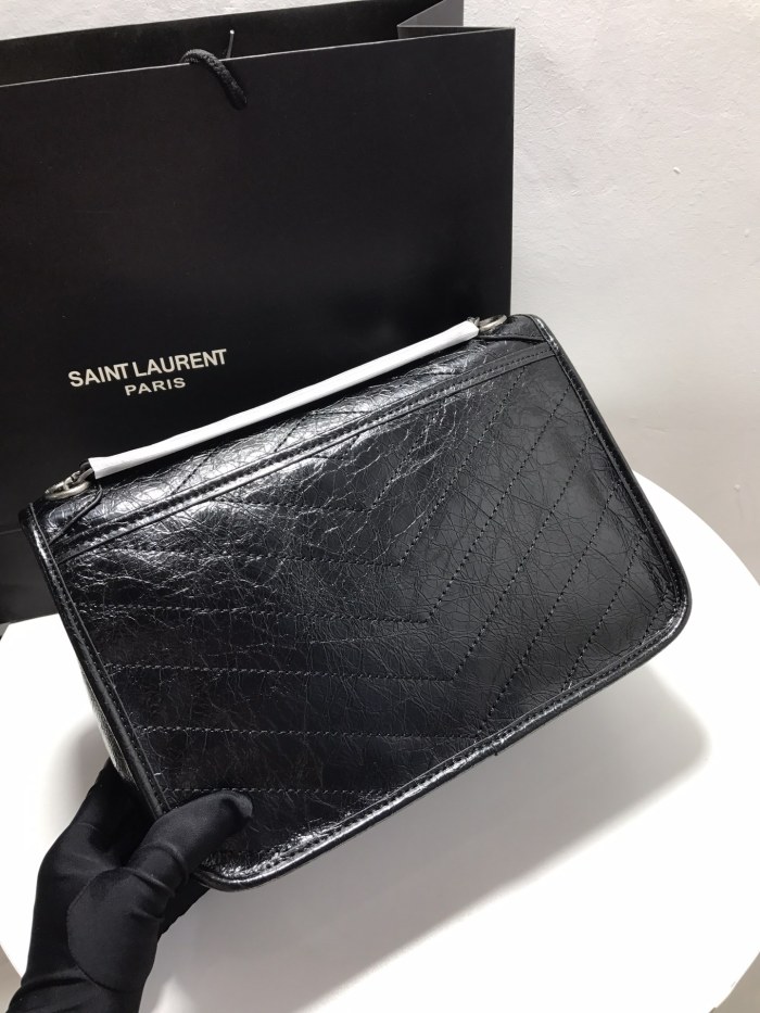 YSL NIKI MEDIUM CHAIN BAG IN VINTAGE CRINKLED LEATHER