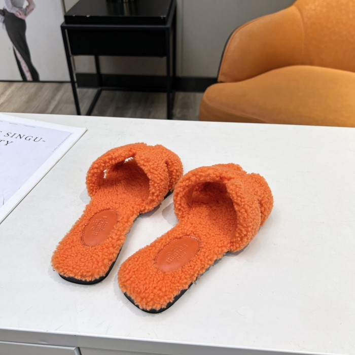 Hermes shoes plush sandal flats 15 color H004 01