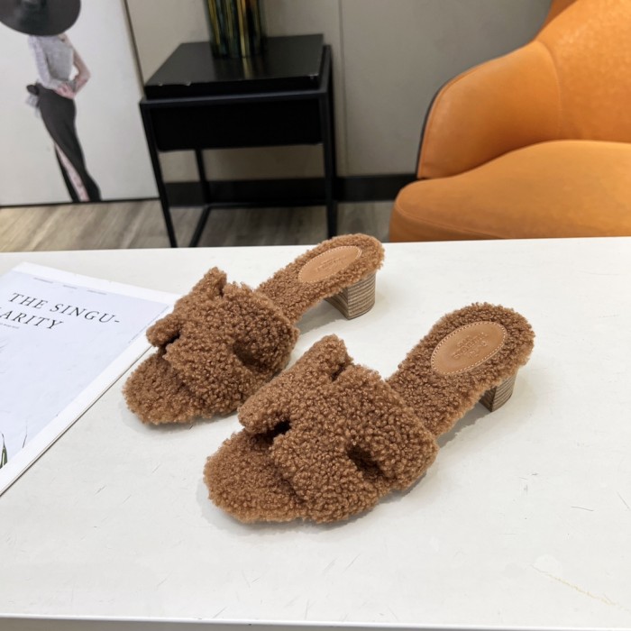 Hermes shoes plush sandal Middle heel 14 color H004 02
