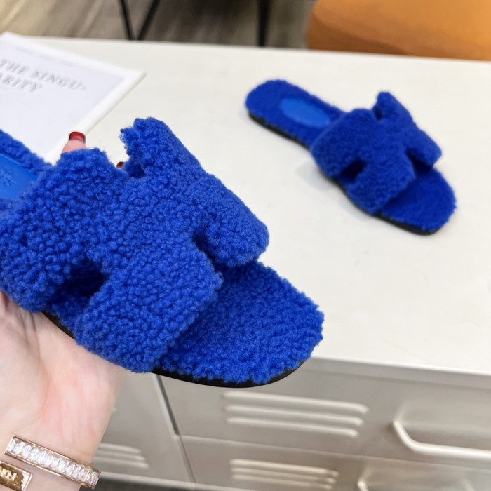 Hermes shoes plush sandal flats 15 color H004 01